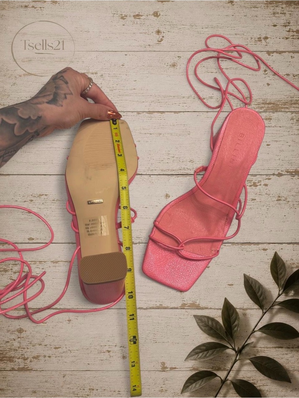 Billini Pink Strappy Wrap-Up Square-Toe Heel Sandals - Picture 5 of 7